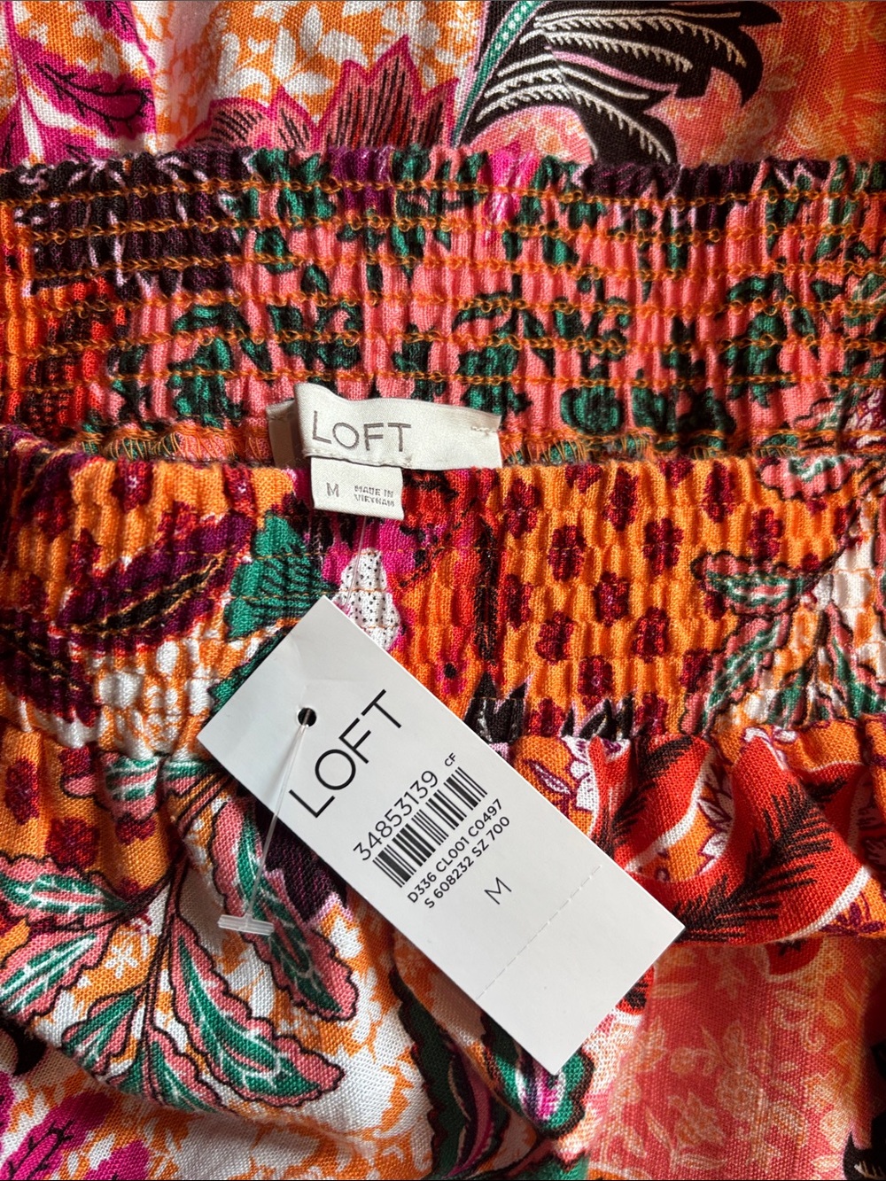 LOFT Bright Floral Patchwork Maxi Skirt - Orange, Pink, Green - Picture 2 of 2